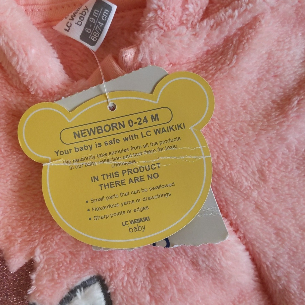 NEW lc waikiki fluffy peach kitten bunting suit 6-9 months baby girl - Picture 7 of 10